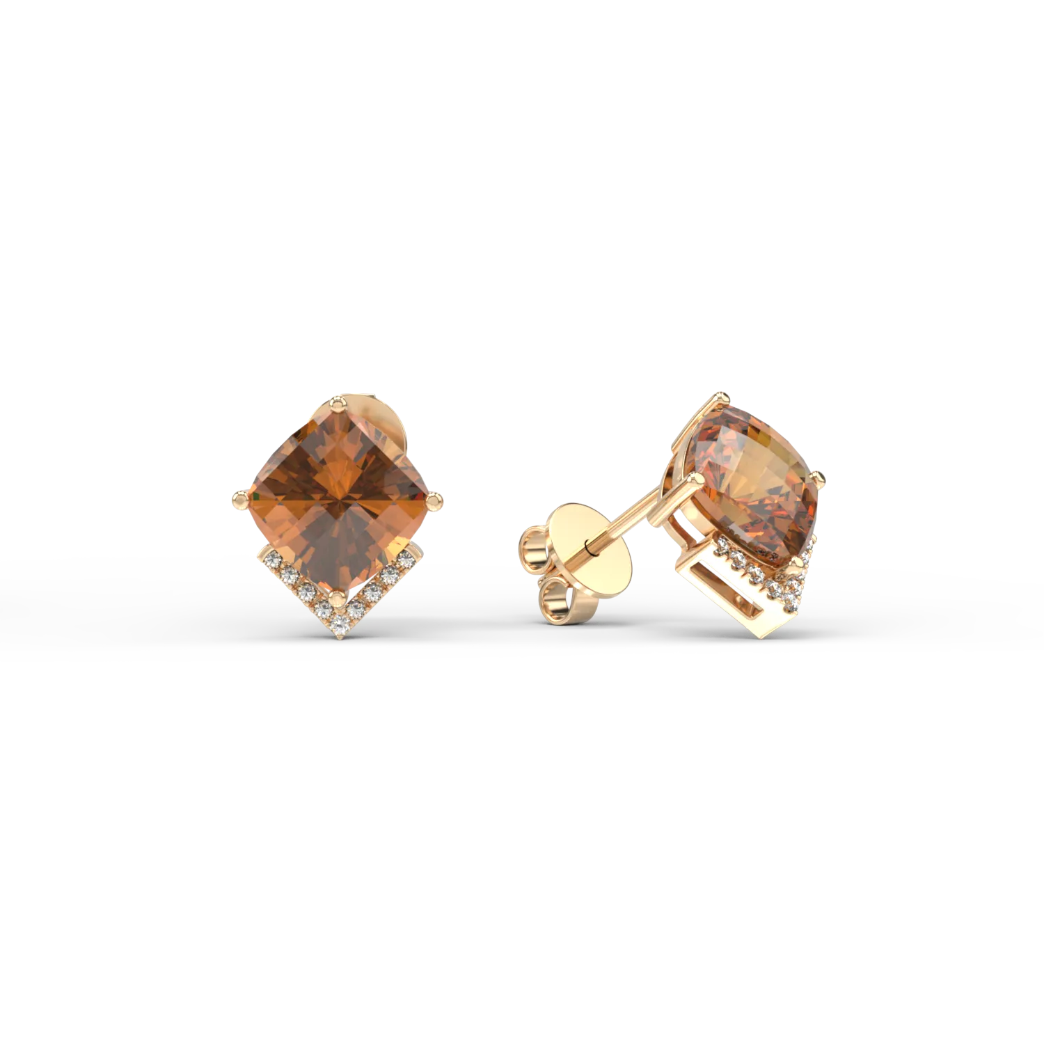 18K yellow gold earrings with 5ct citrine and 0.1ct diamonds