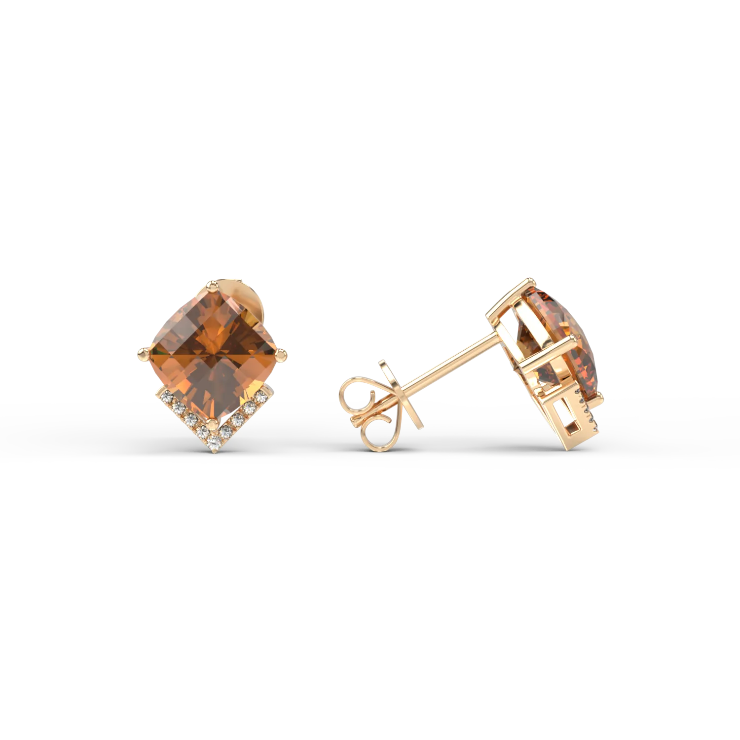 18K yellow gold earrings with 5ct citrine and 0.1ct diamonds