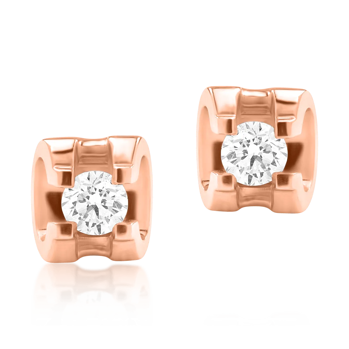 Обеци от розово злато 18К с диаманти 0.17гкт.