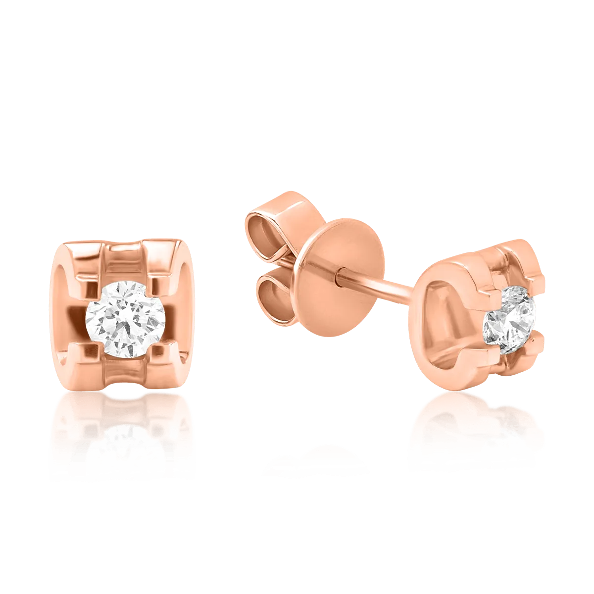 Kolczyki z 18K różowego złota i diamenty 0.17kr