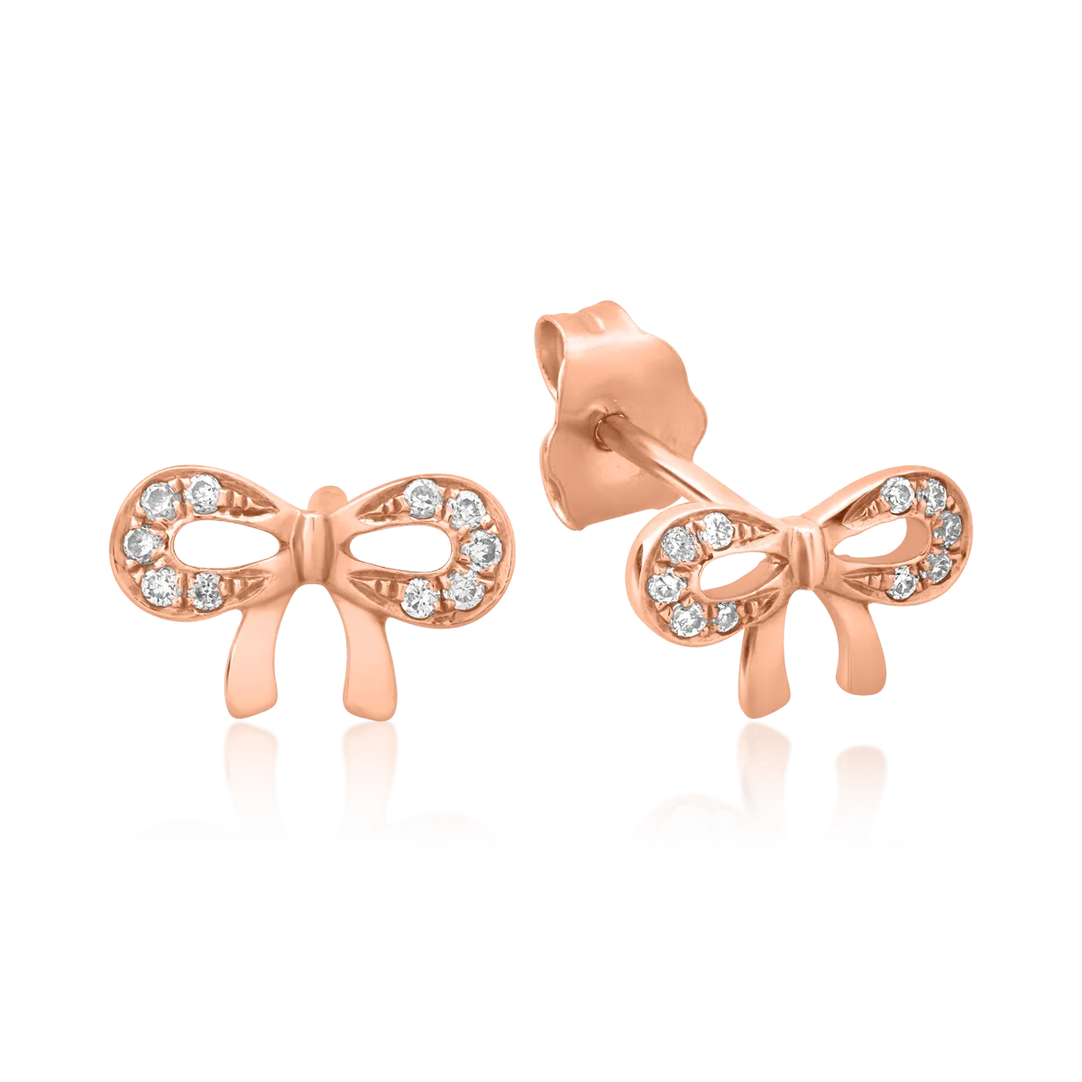 Kolczyki z kokardką z 18K różowego złota i diamenty 0.062kr
