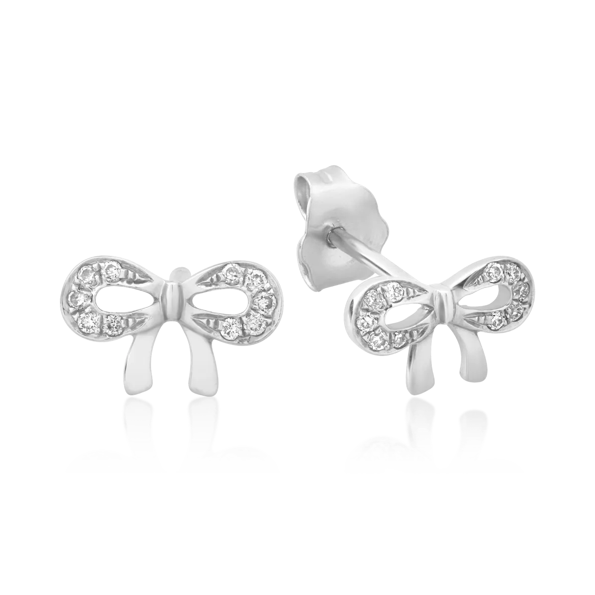 Cercei fundite din aur alb cu diamante de 0.062ct