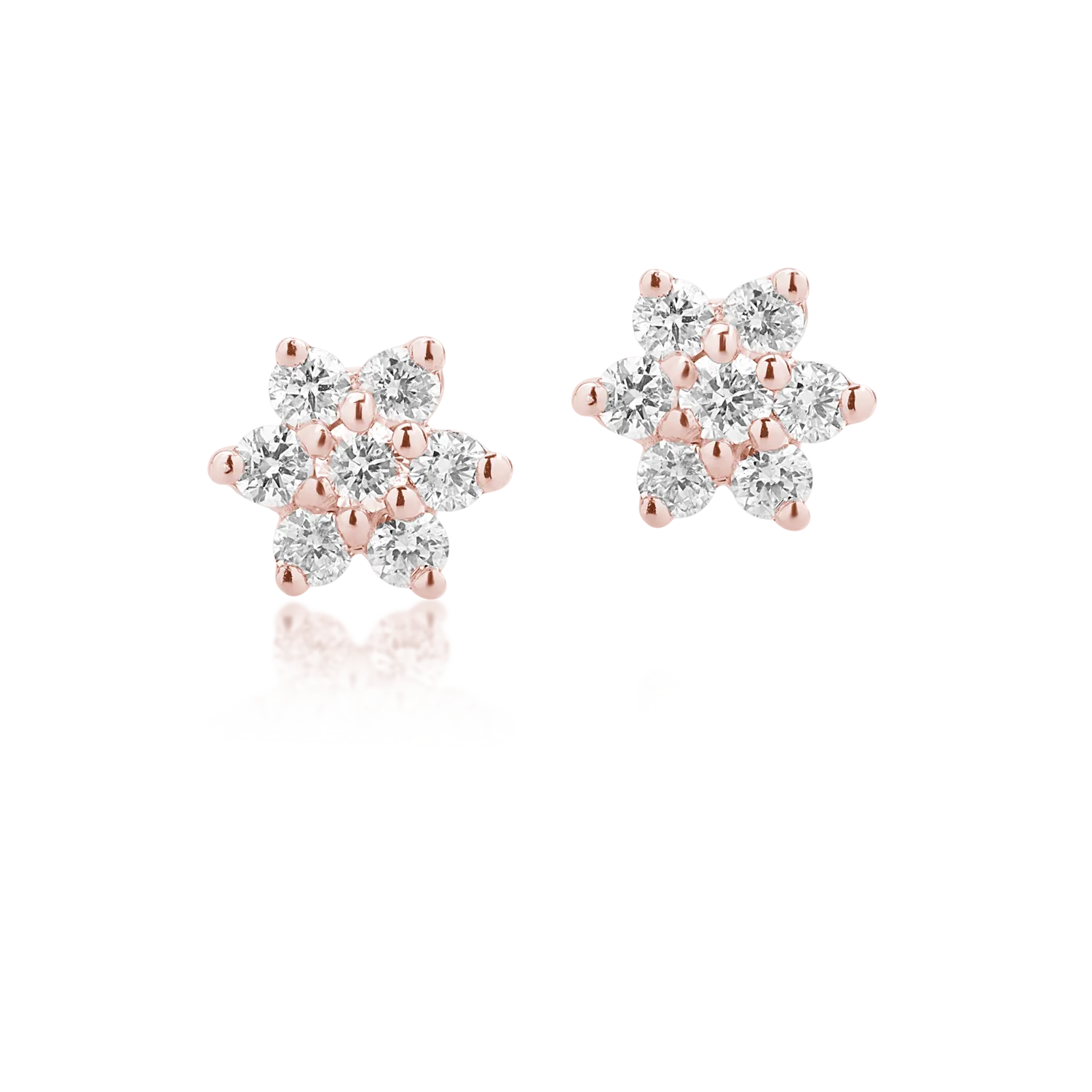 Обеци от 18 карата розово злато с 0.12 карата диаманти