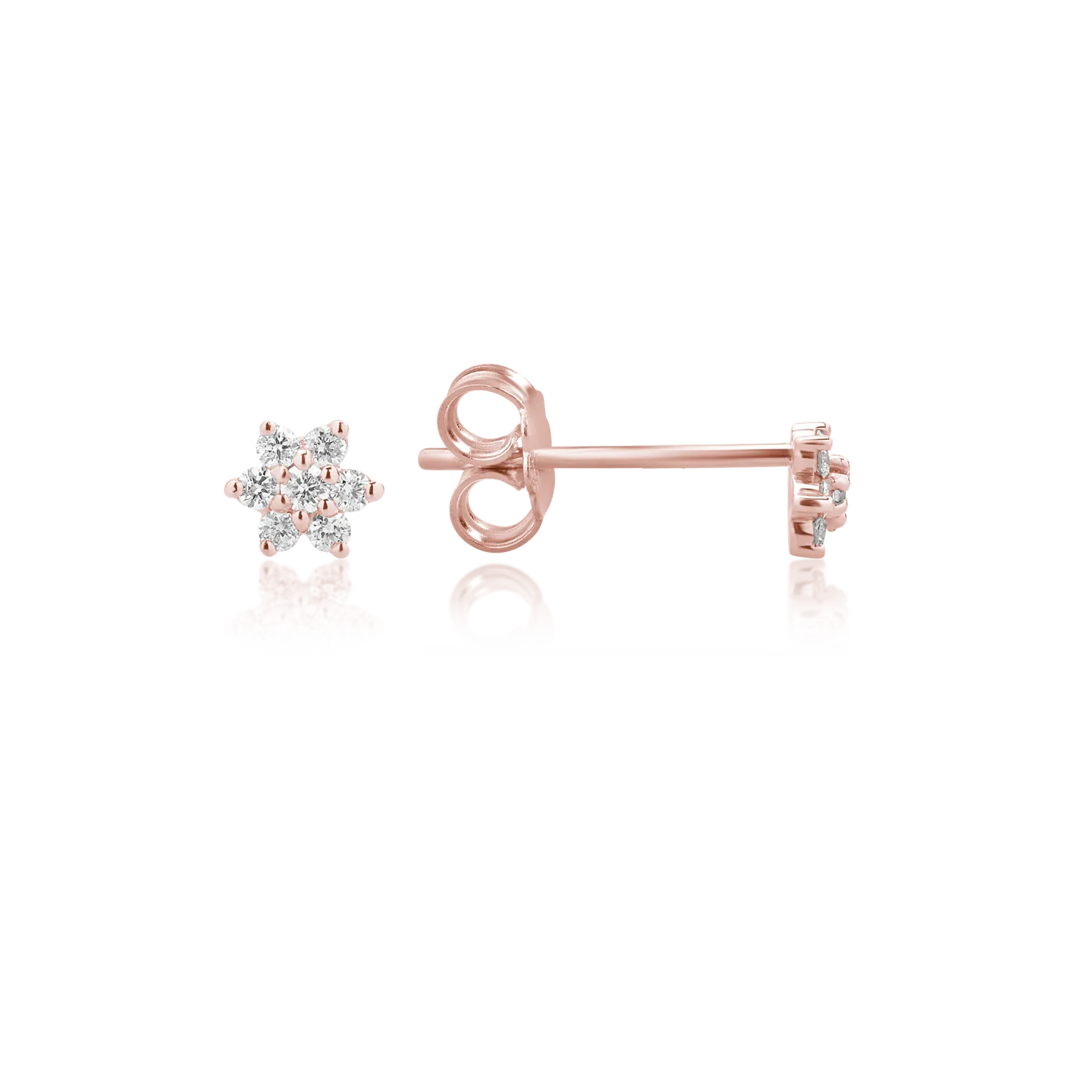 Kolczyki z 18K różowego złota z diamentami o masie 0.12ct