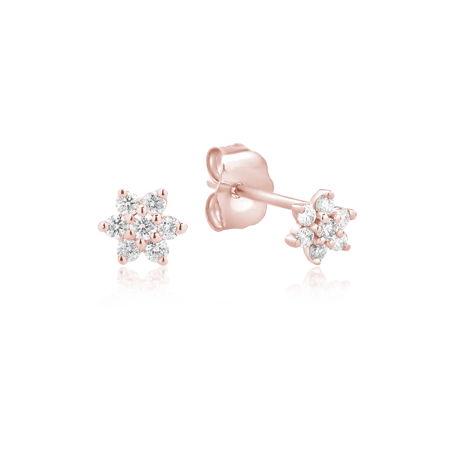 18K rose gold earrings with 0.12ct diamonds