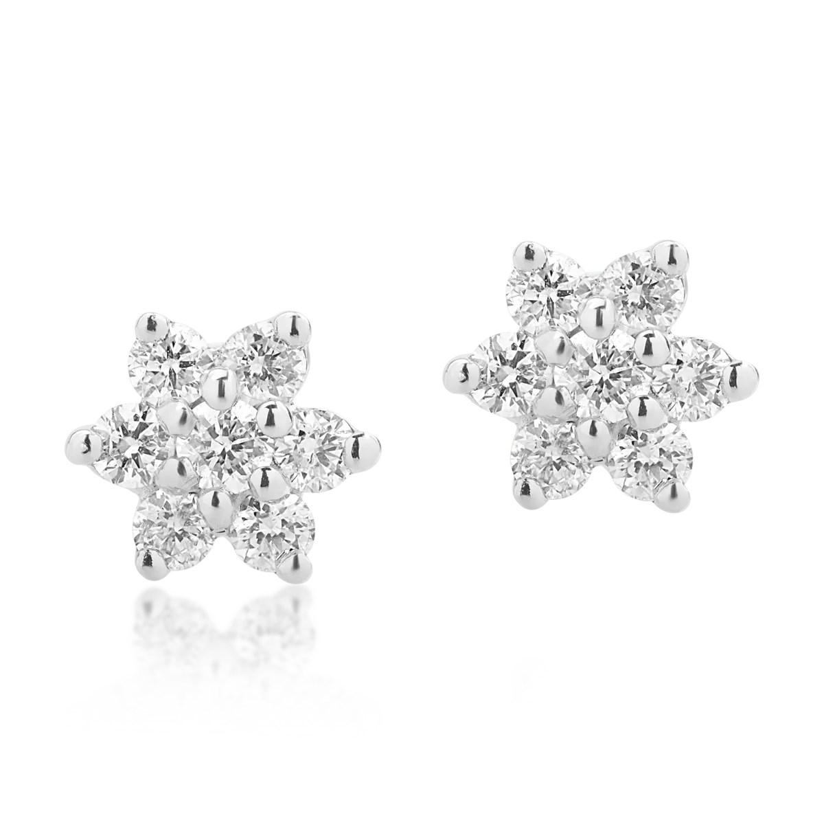 Cercei din aur alb de 18K cu diamante de 0.11ct - 1 | YEO