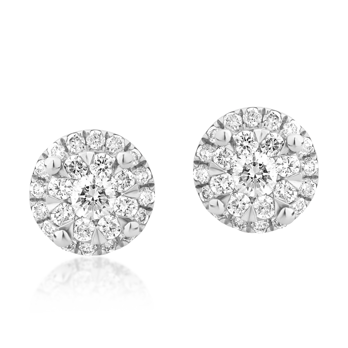 Обеци от бяло злато 18К с диаманти 0.498гкт