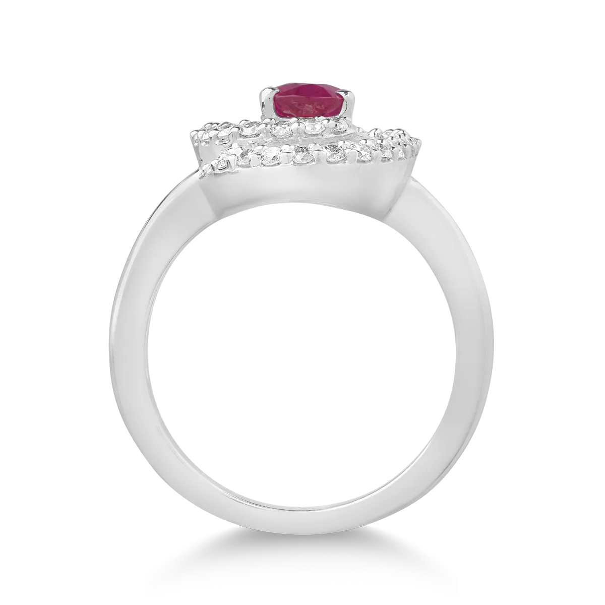 18k fehér arany gyűrű 1.02ct ruby ​​és gyémánt 0.94ct