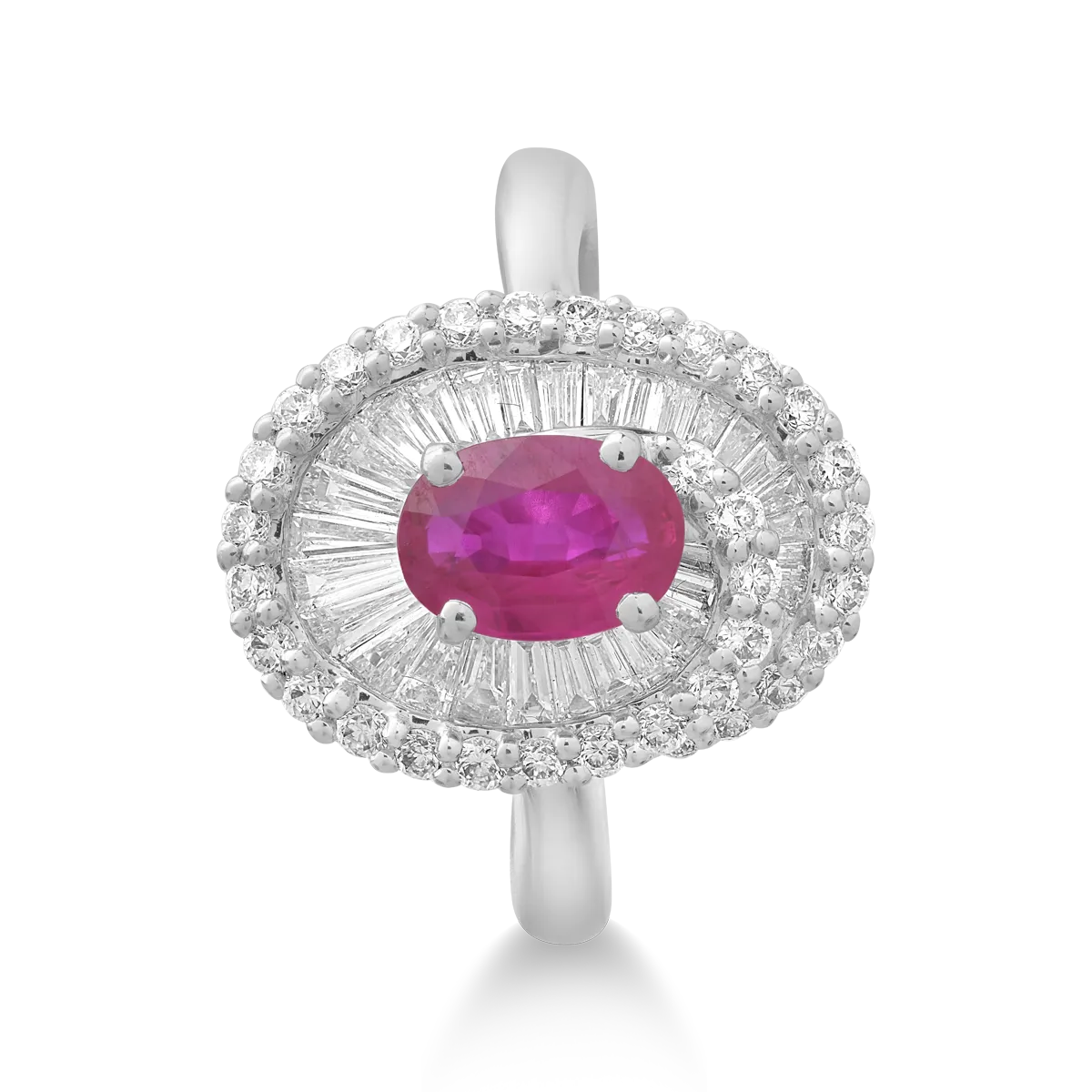 18k fehér arany gyűrű 1.02ct ruby ​​és gyémánt 0.94ct