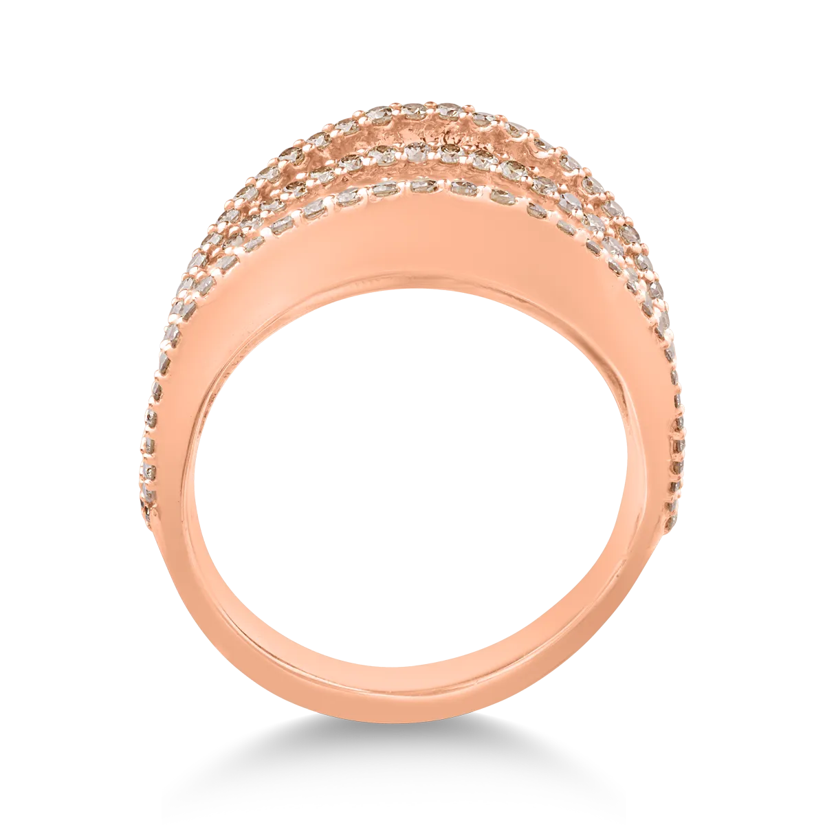 18k rózsaszín arany gyűrű, barna gyémántokkal 2.18ct