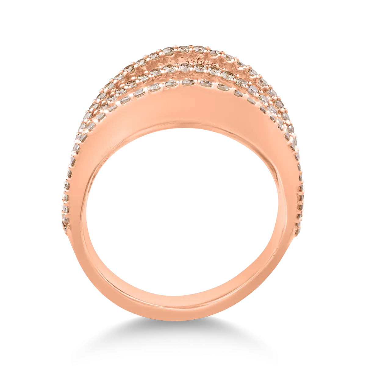 18K rose gold ring with 2.18ct brown diamonds