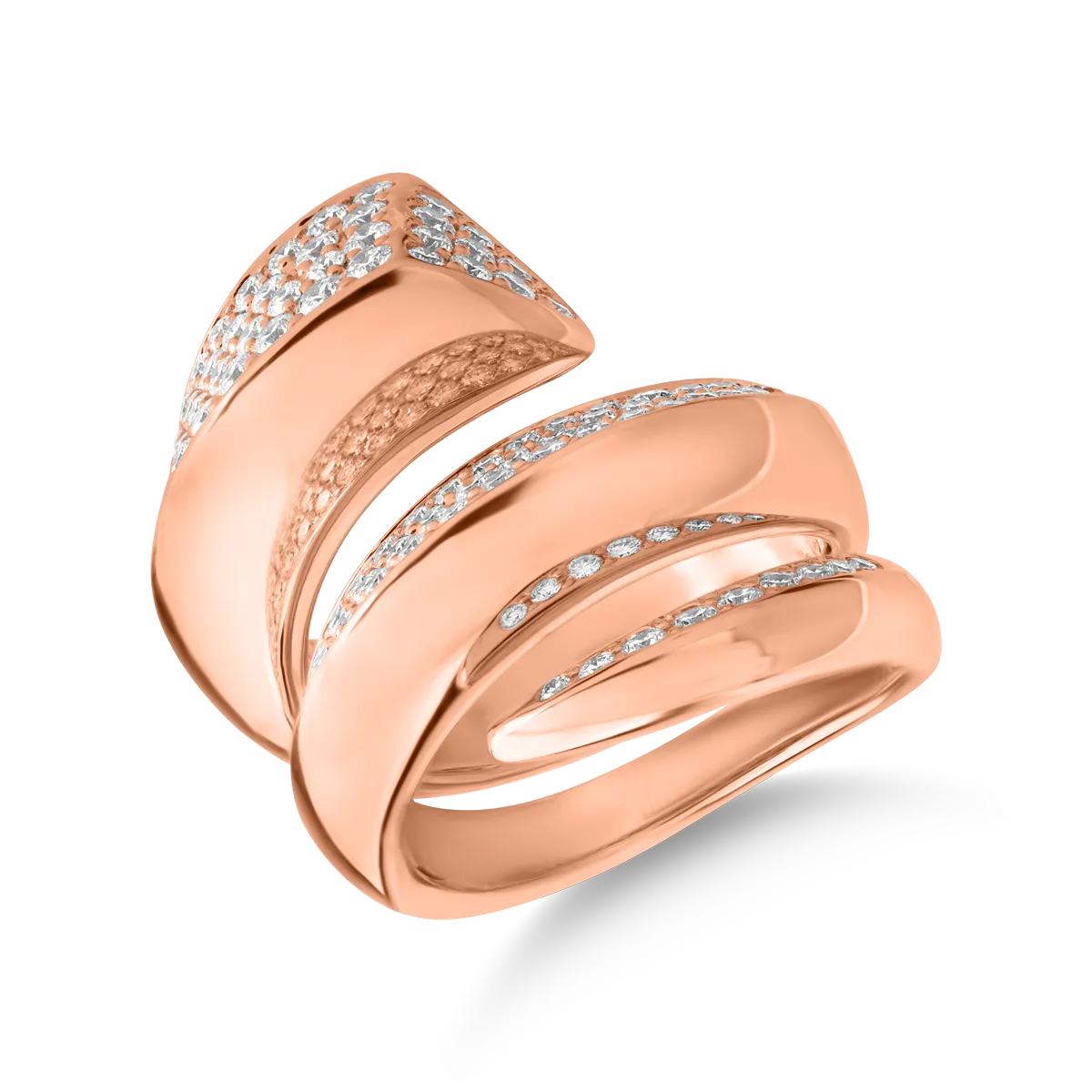 18k rózsaszín arany gyűrű, 1,45ct-es gyémántokkal