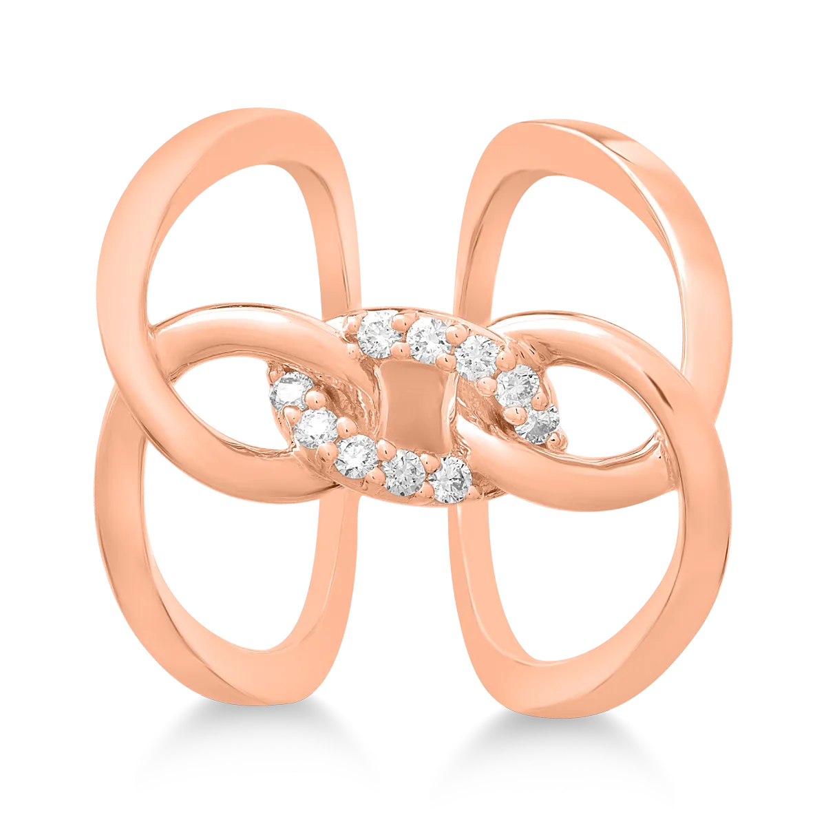 18K rose gold ring with 0.16ct diamonds
