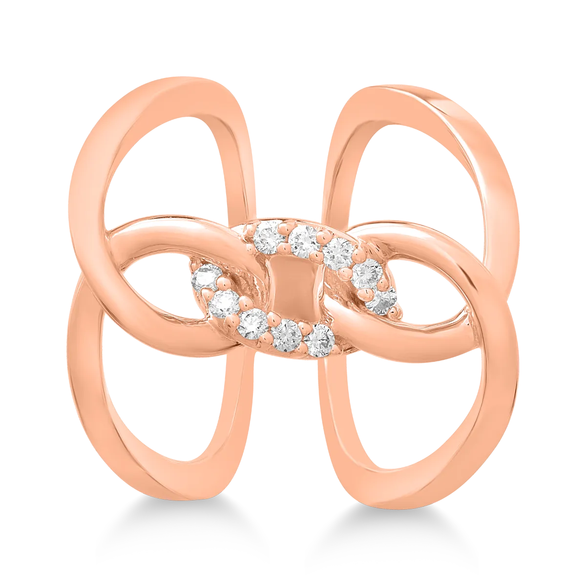 Inel din aur roz de 18K cu diamante de 0.16ct