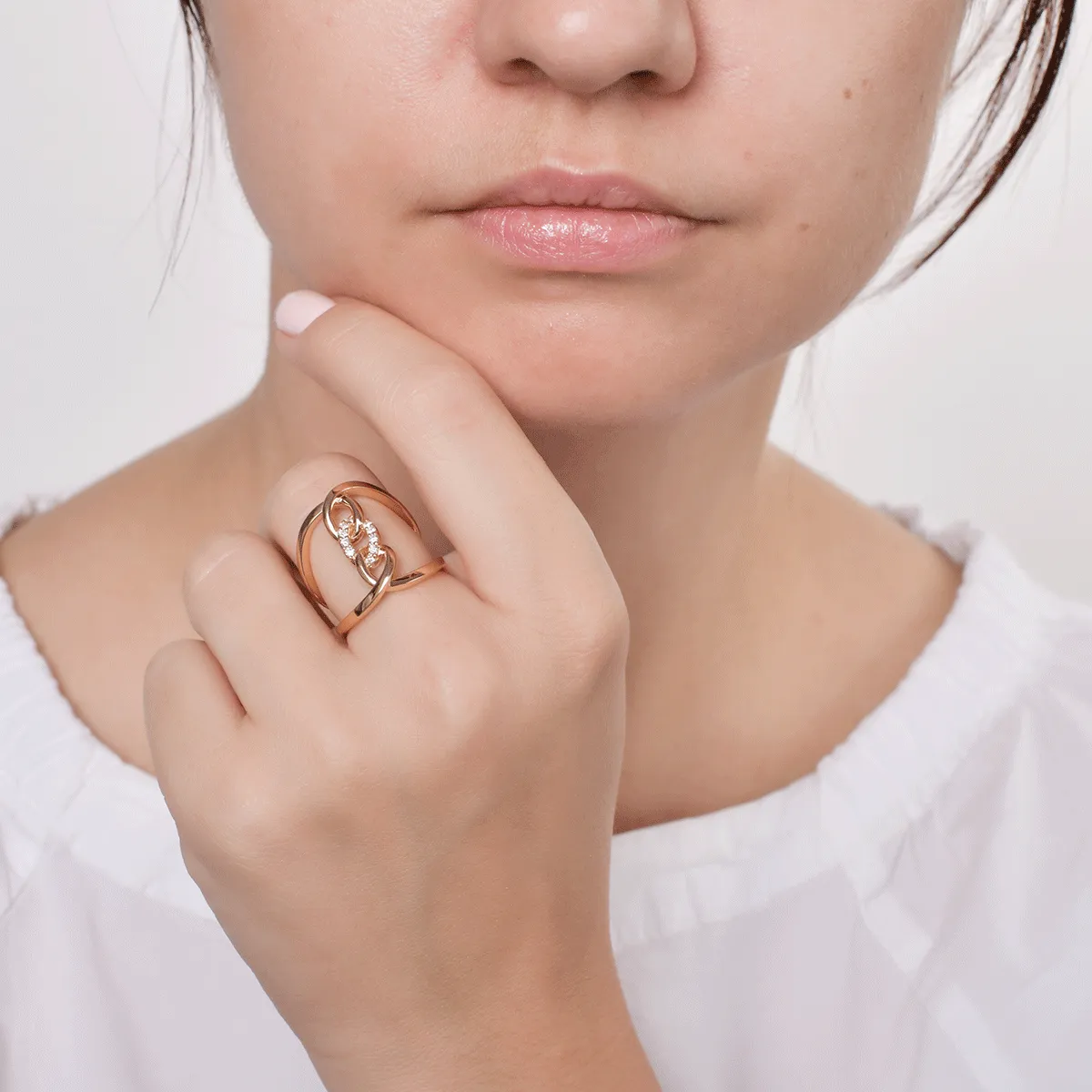 Inel din aur roz de 18K cu diamante de 0.16ct