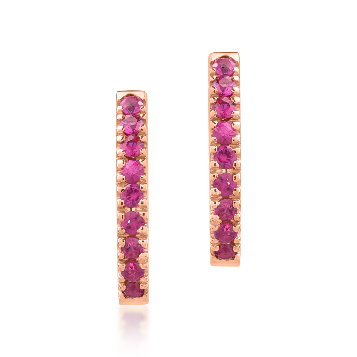 Cercei din aur roz de 18K cu rubine de 0.38ct