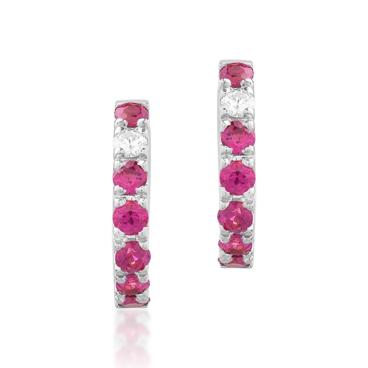 Cercei din aur alb cu rubine de 0.84ct si diamante de 0.1ct