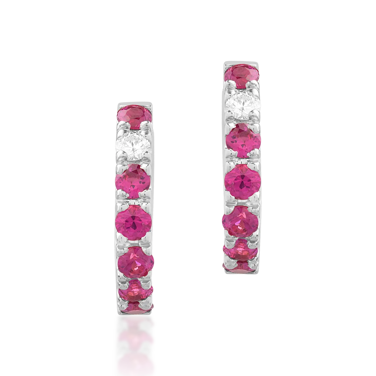 18K white gold earrings with 0.84ct rubies and 0.1ct diamonds