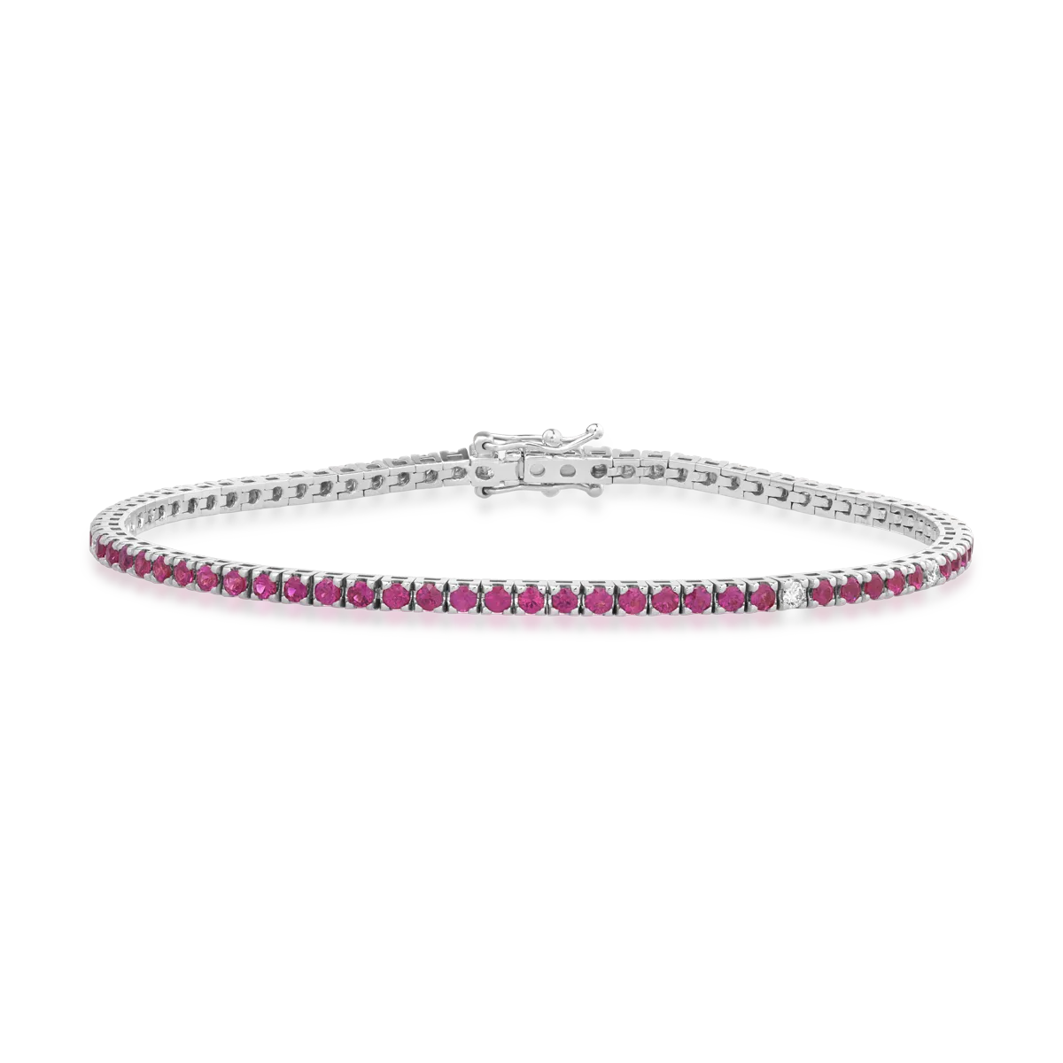 18K white gold bracelet with 1.75ct rubies and 0.1ct diamonds