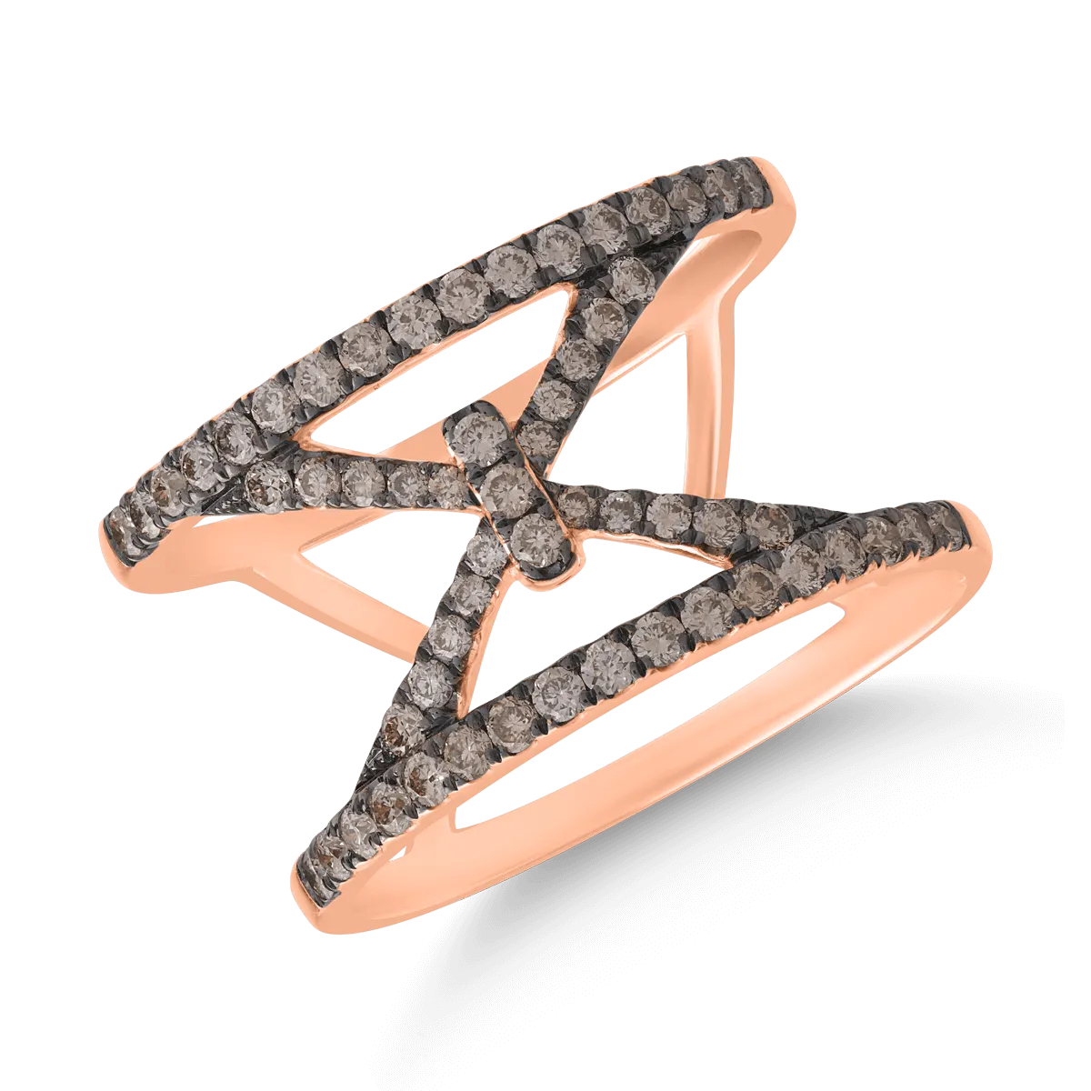 18K rose gold ring with 0.52ct brown diamonds