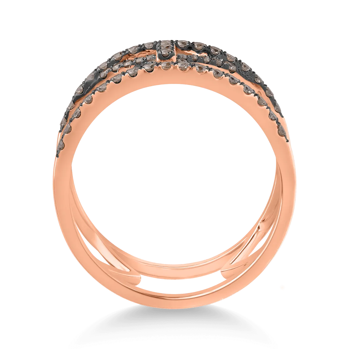 18k rózsaszín arany gyűrű 0,52ct barna gyémántokkal
