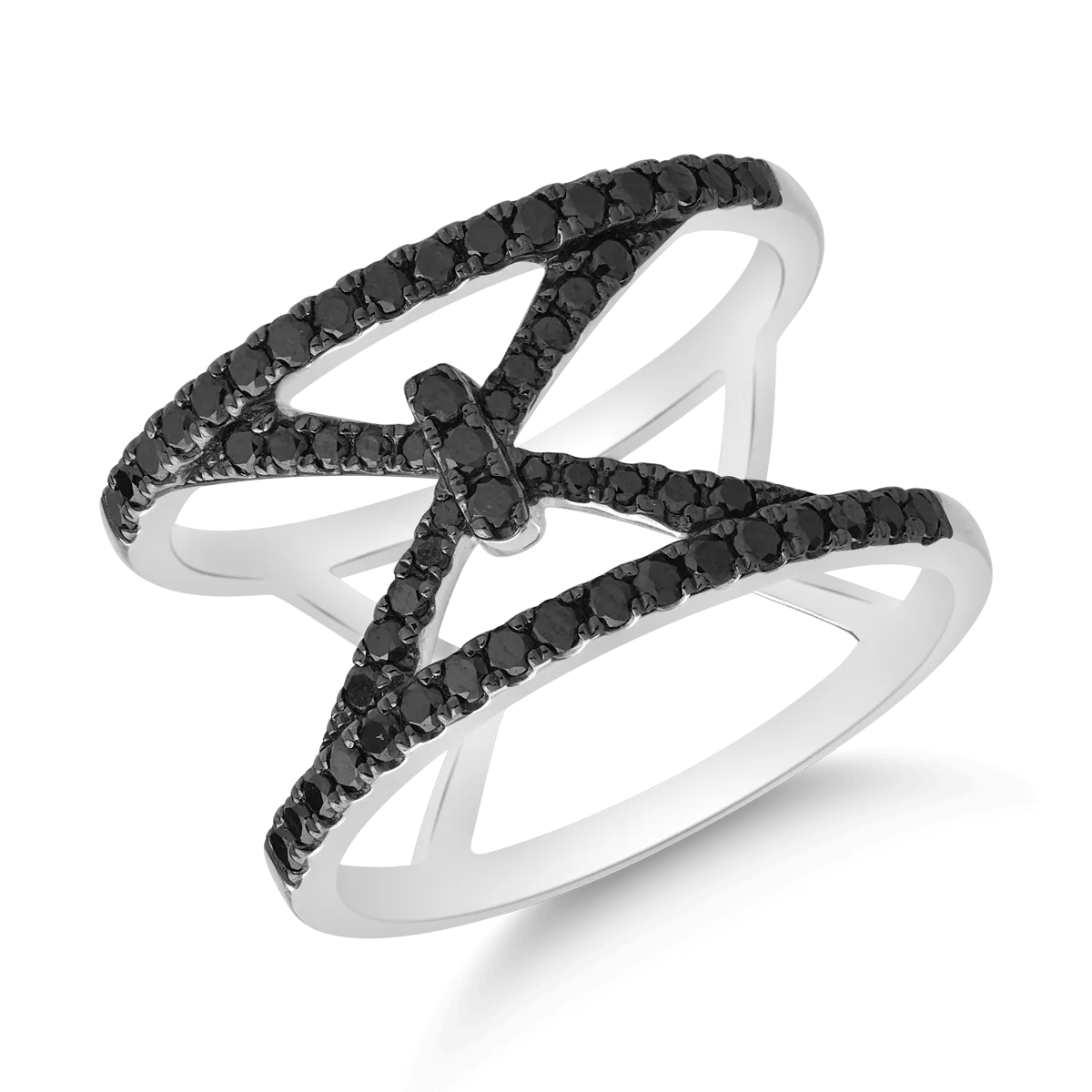 Inel din aur alb cu diamante negre de 0.53ct