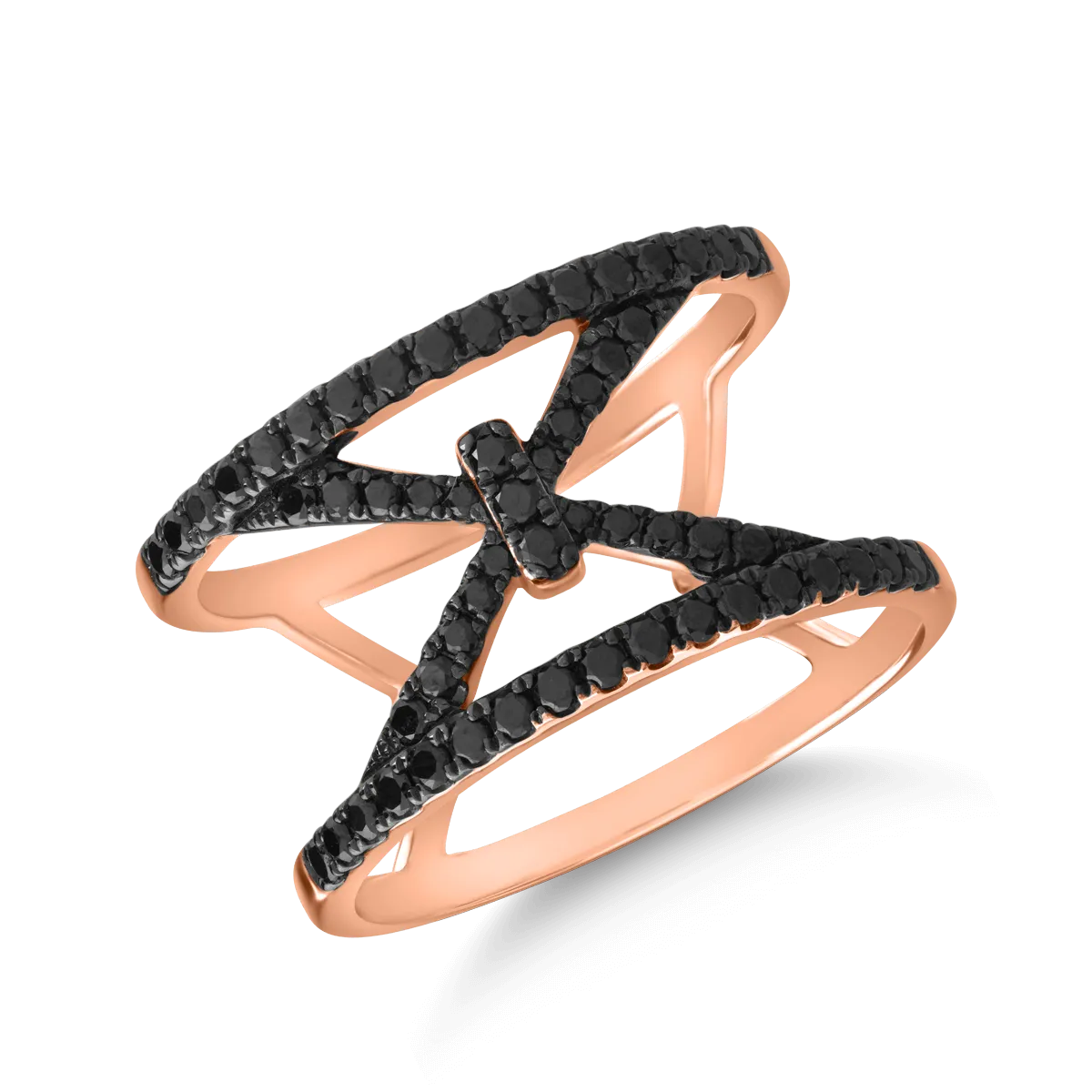 18K rose gold ring with 0.52ct black diamonds