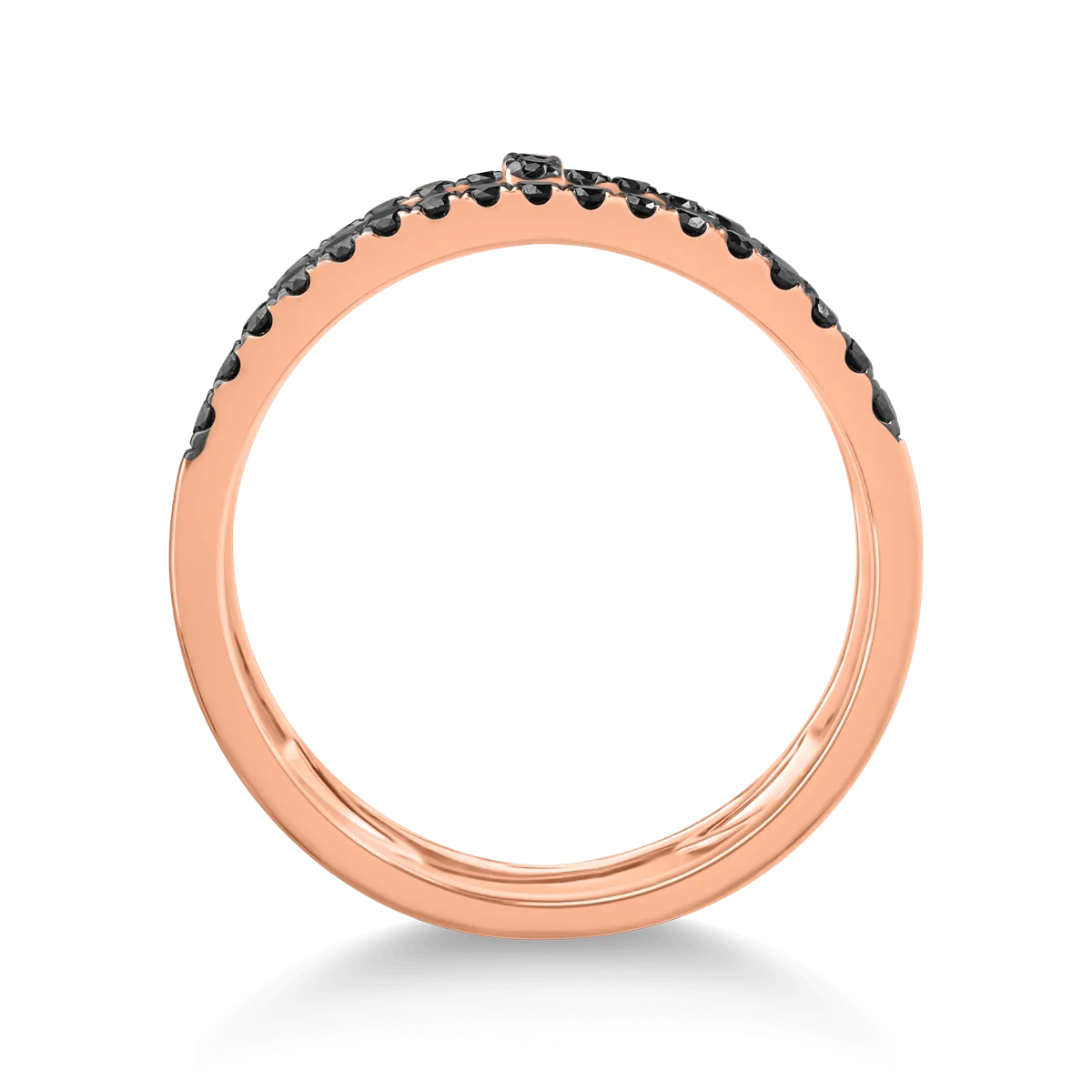 Inel din aur roz de 18K cu diamante negre de 0.52ct