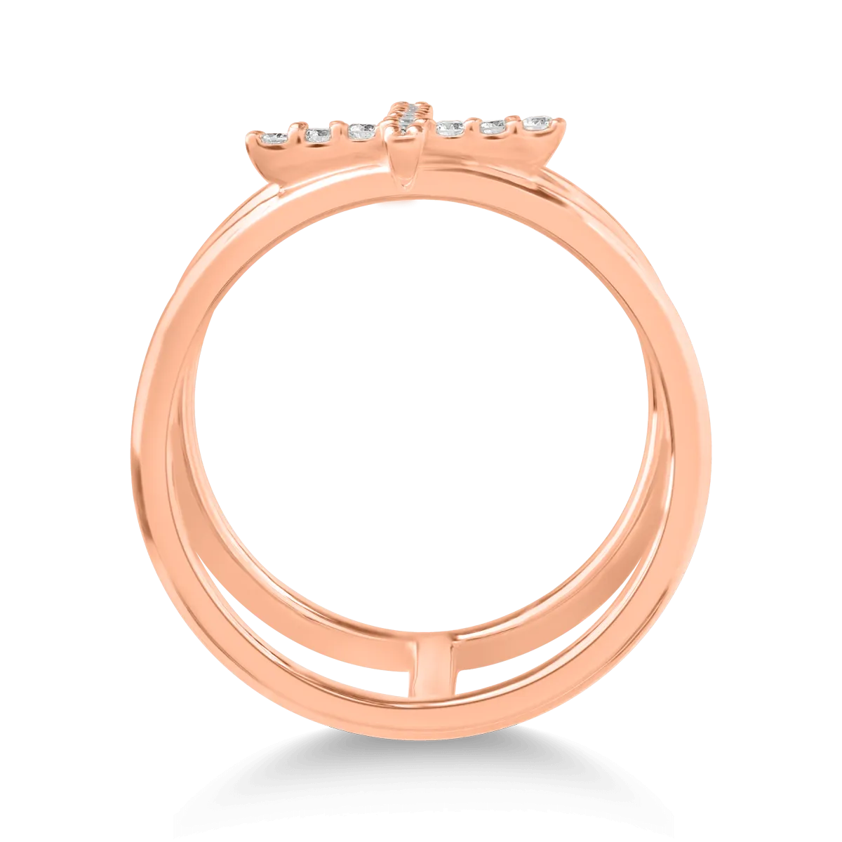 Inel cu cruce din aur roz cu diamante de 0.25ct
