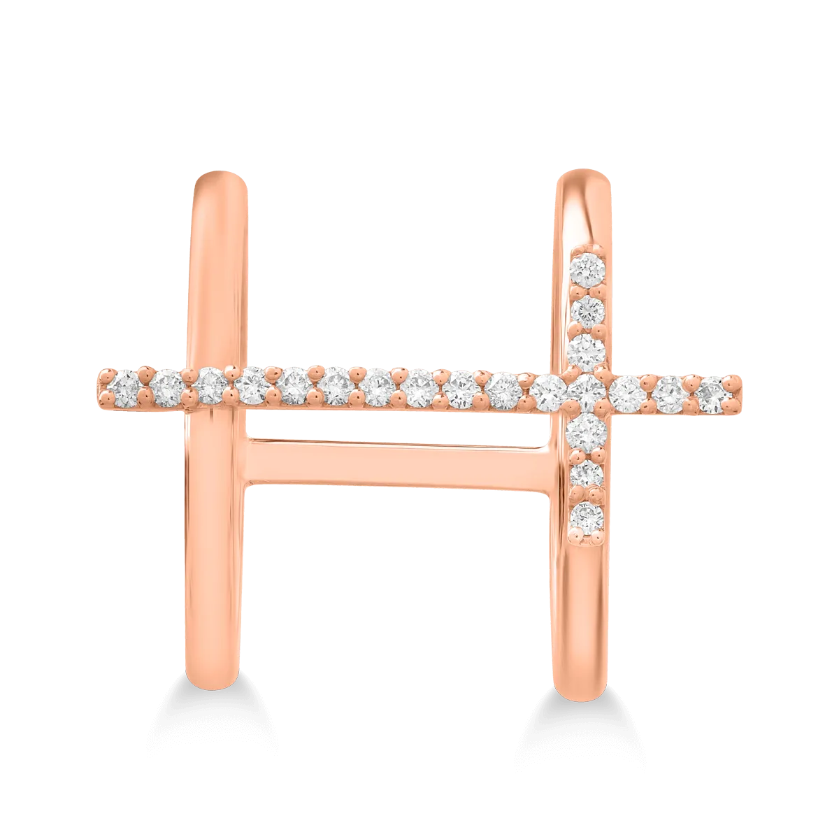 Inel cu cruce din aur roz cu diamante de 0.25ct