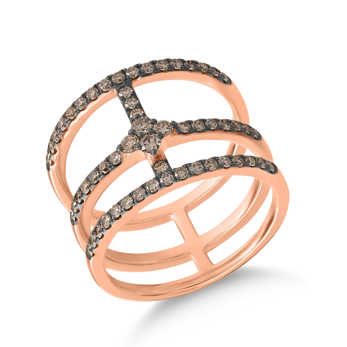 18K rose gold ring with 0.62ct brown diamonds