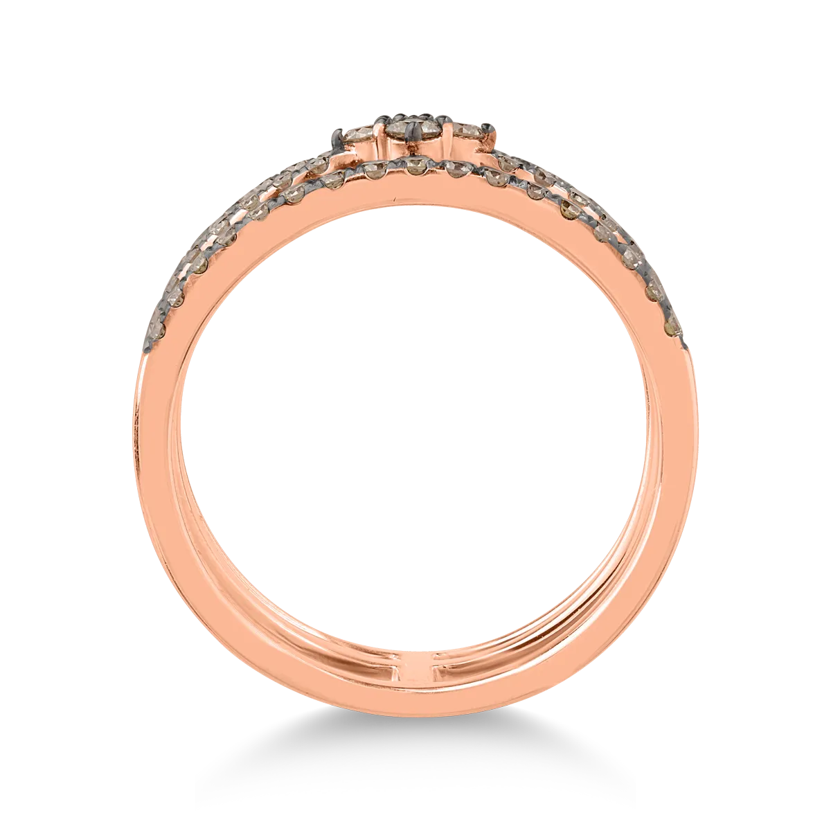 18K rose gold ring with 0.62ct brown diamonds