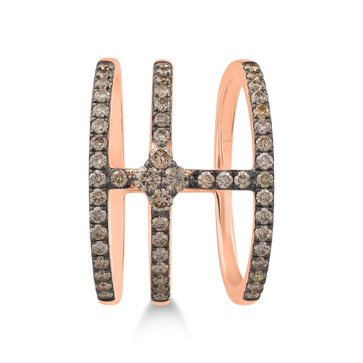 18K rose gold ring with 0.62ct brown diamonds