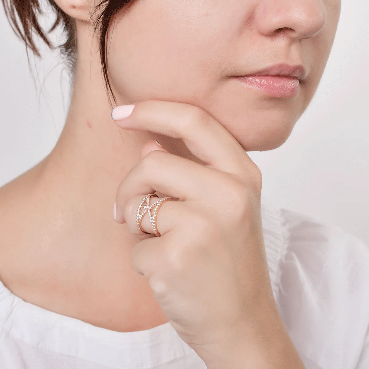 18K rose gold ring with 0.51ct diamonds