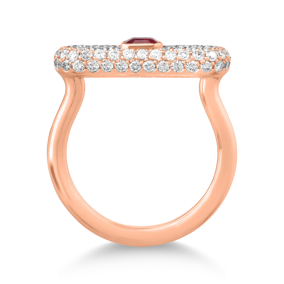 Inel din aur roz de 18K cu rubin de 0.41ct si diamante de 0.96ct