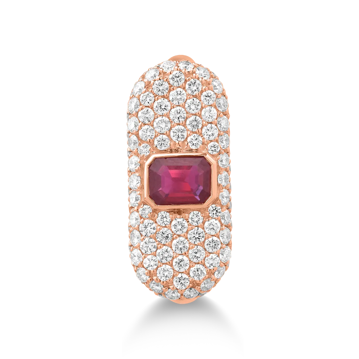 Inel din aur roz de 18K cu rubin de 0.41ct si diamante de 0.96ct