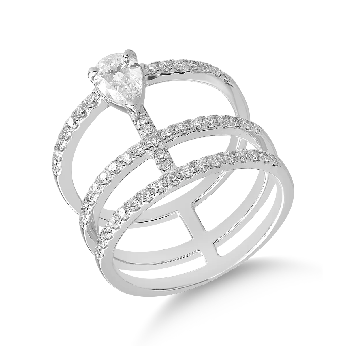 Teilor Inel din aur alb cu diamant pear de 0.49ct si diamante de 0.5ct