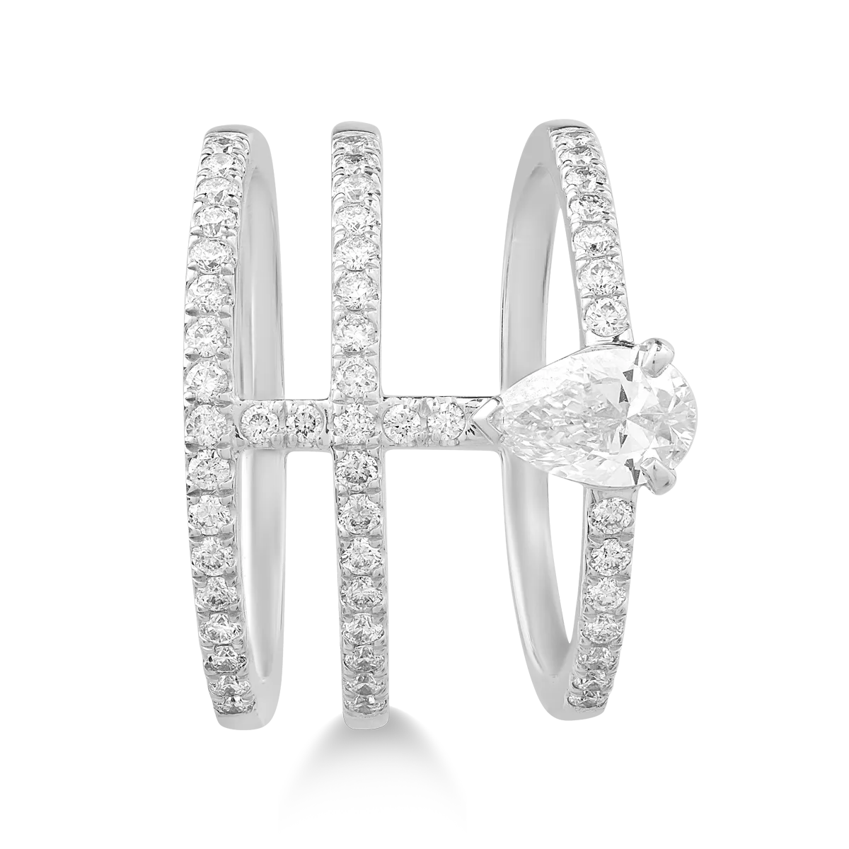 Inel din aur alb cu diamant pear de 0.49ct si diamante de 0.5ct