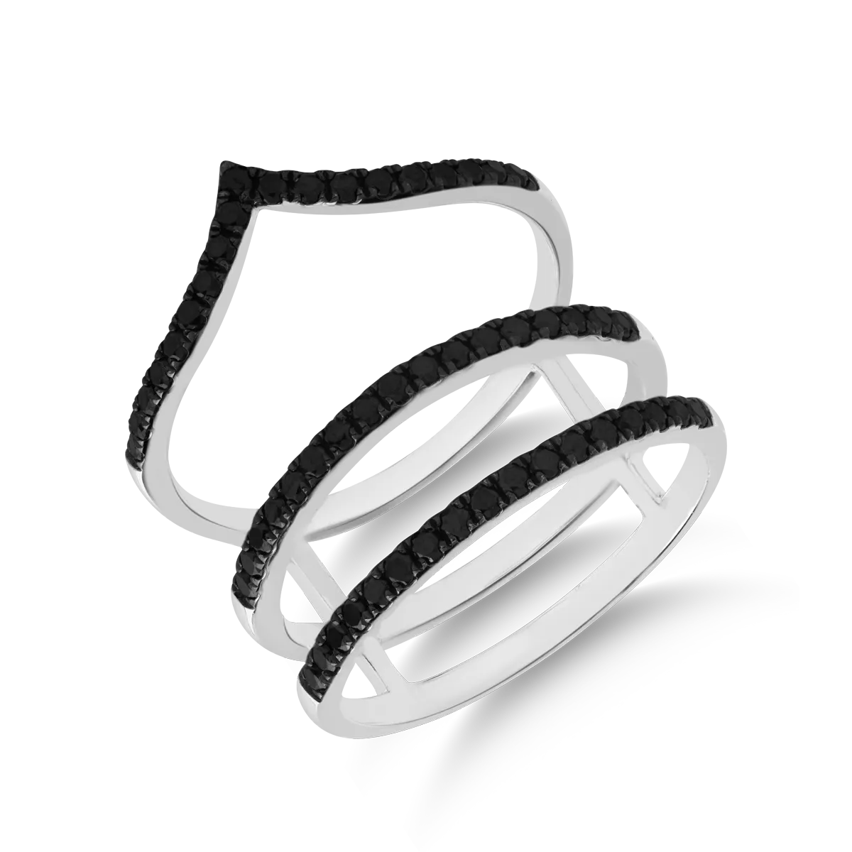 Teilor Inel din aur alb cu diamante negre de 0.55ct