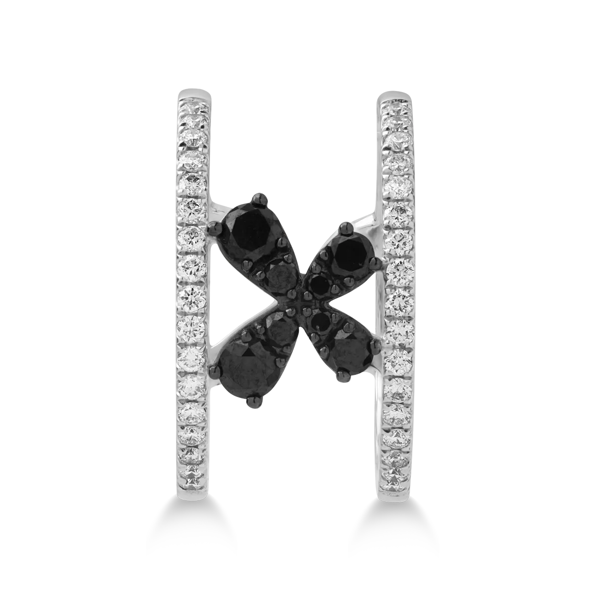 Inel din aur alb cu diamante negre de 0.41ct si diamante transparente de 0.34ct
