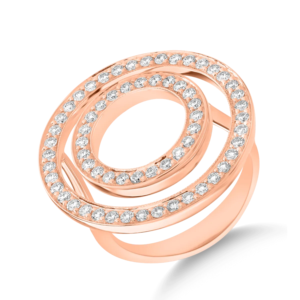 Inel din aur roz de 18K cu diamante de 0.83ct