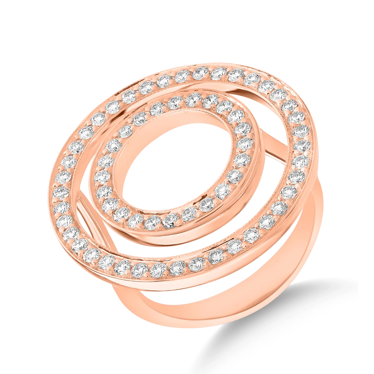 18K rose gold ring with 0.83ct diamonds