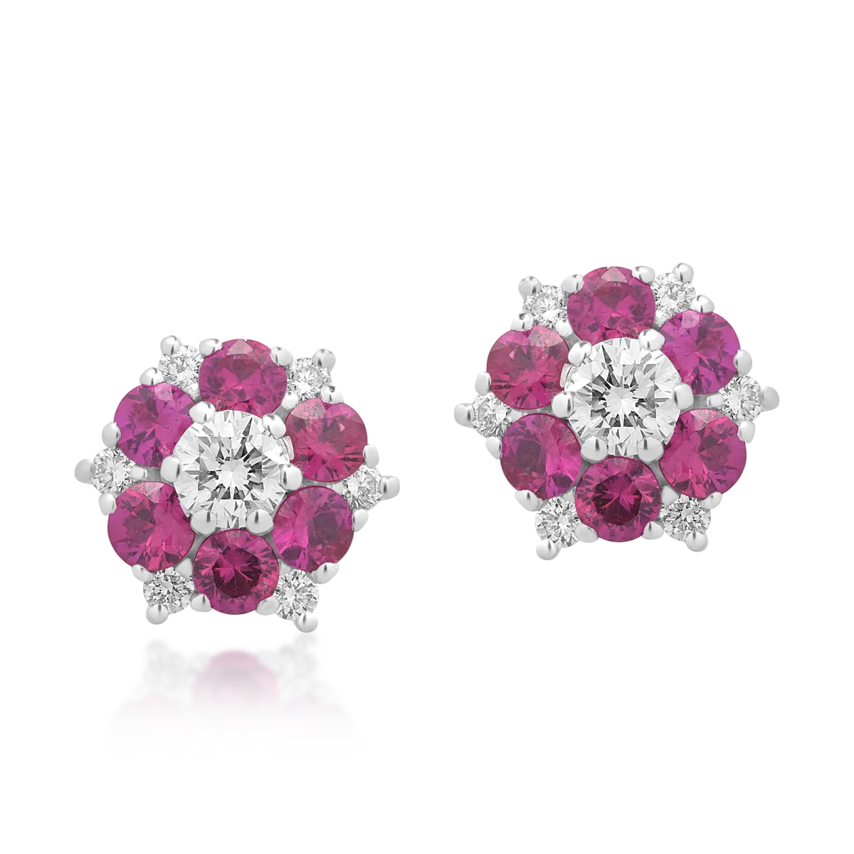 Kolczyki z białego złota z rubinami o masie 1.2ct i diamentami o masie 0.6ct-112241