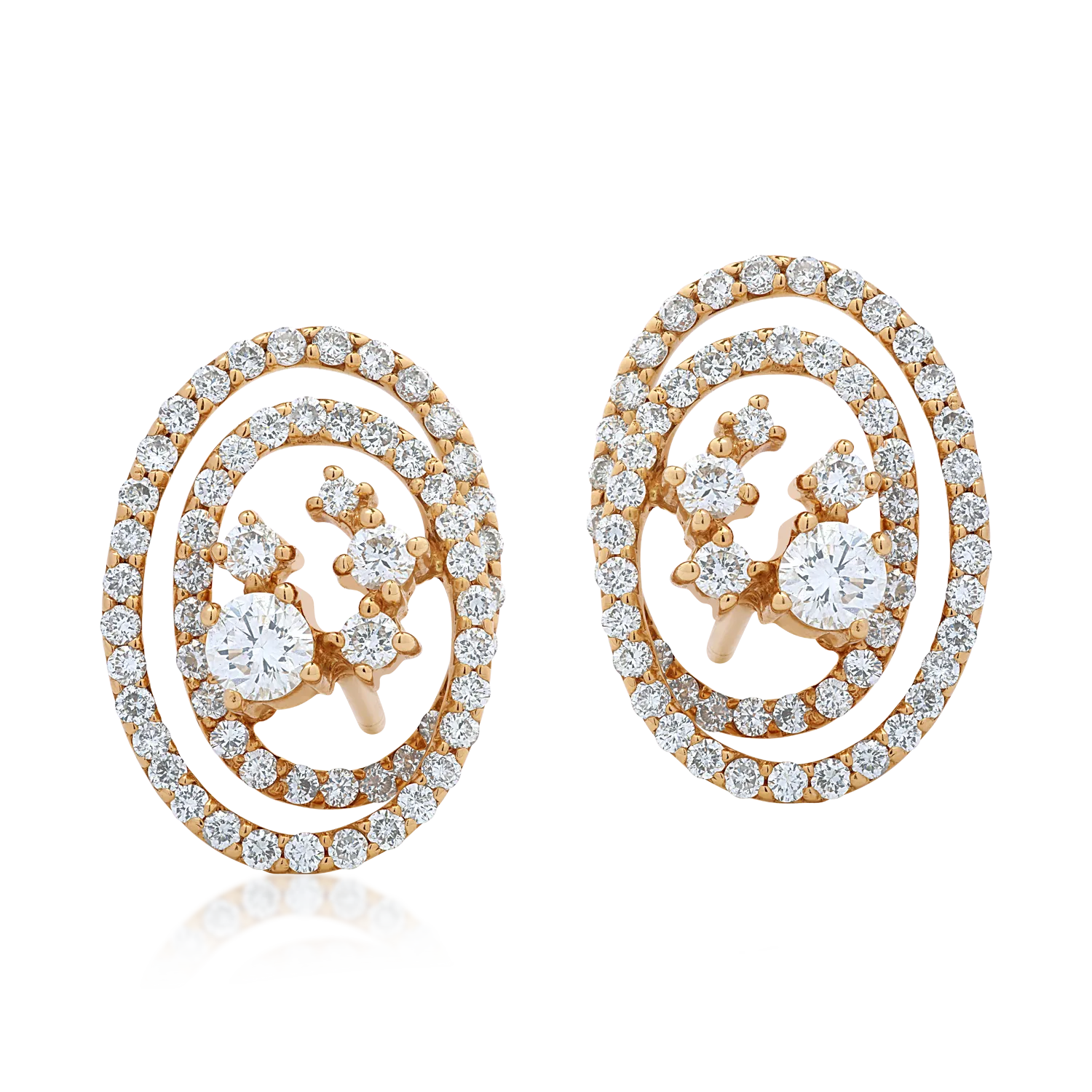 18K rose gold earrings with 1.49ct diamonds