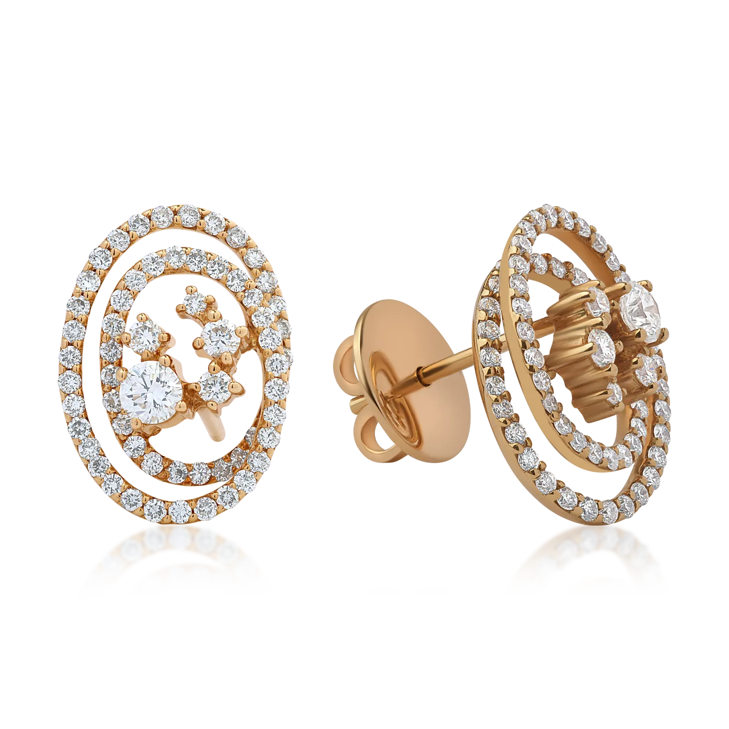 18K rose gold earrings with 1.49ct diamonds