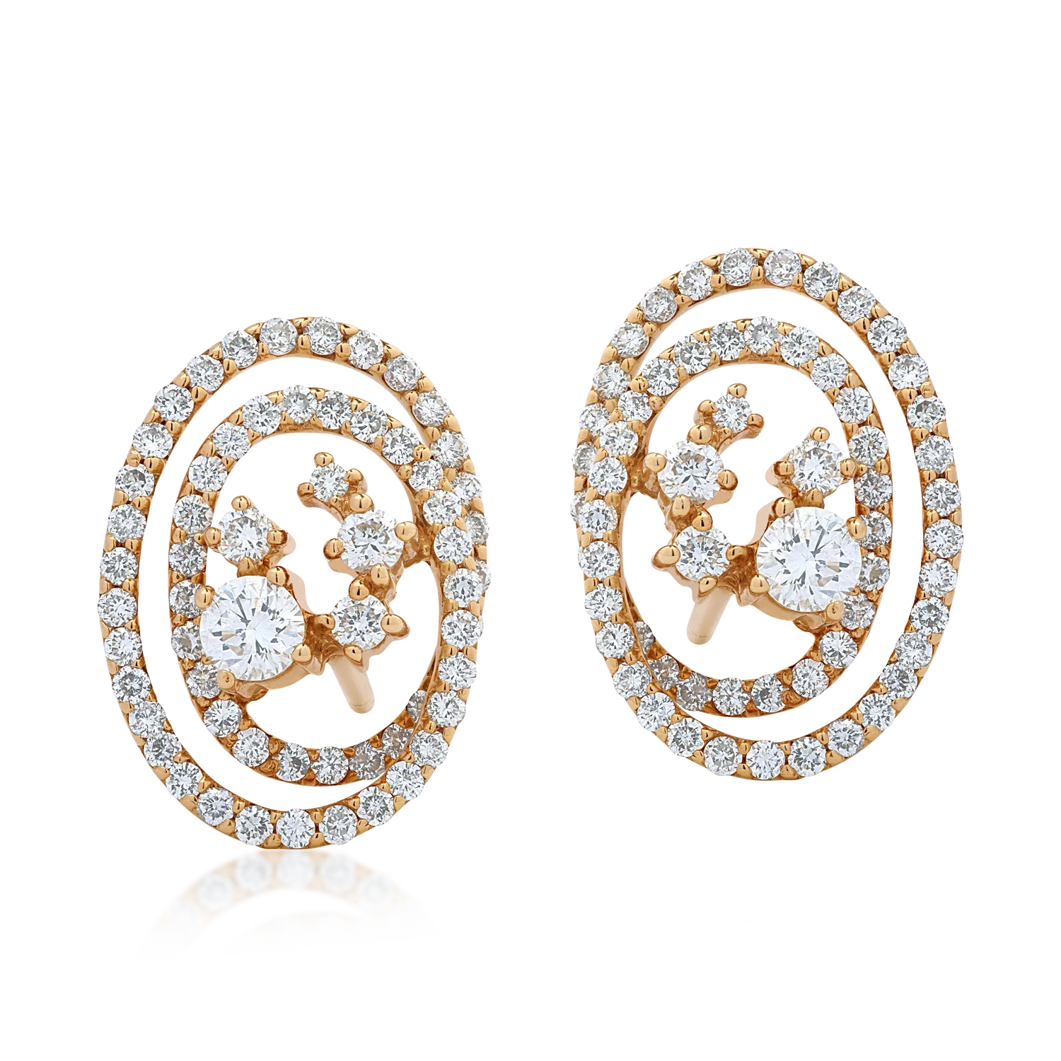 Cercei din aur roz cu diamante de 1.49ct