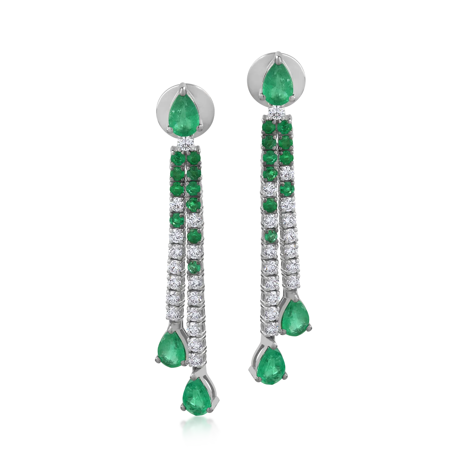 18K white gold earrings with 2.81ct emeralds and 0.95ct diamonds