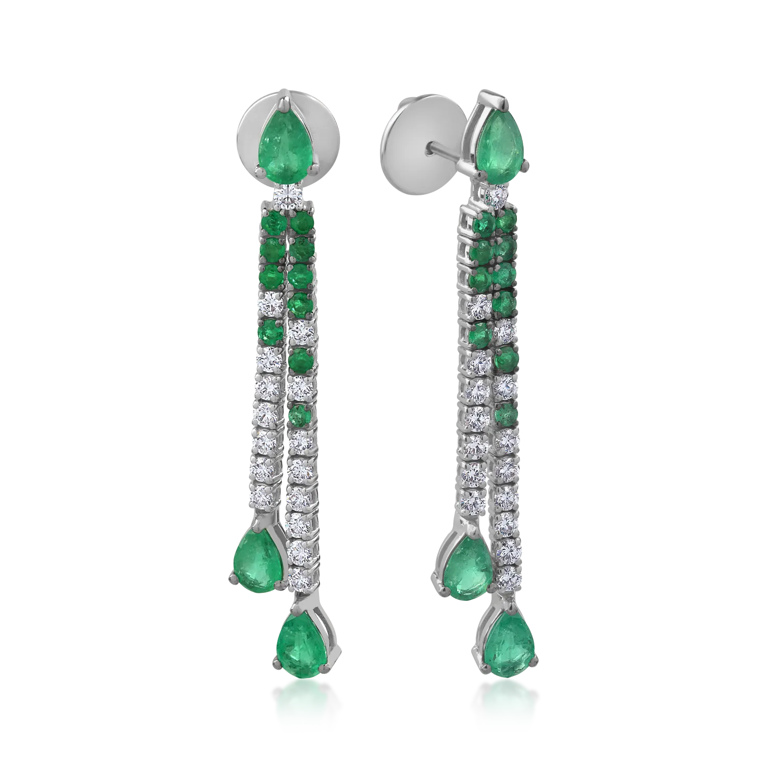 18K white gold earrings with 2.81ct emeralds and 0.95ct diamonds