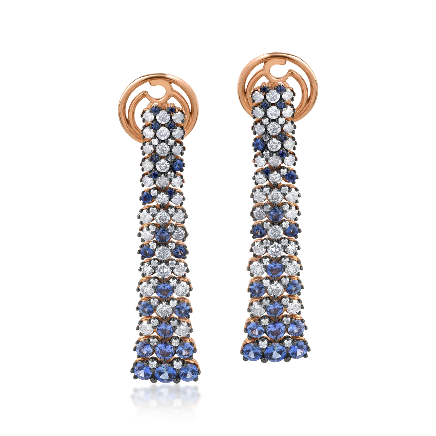 18K rose gold earrings with 1.6ct sapphires and 1.6ct diamonds-112249
