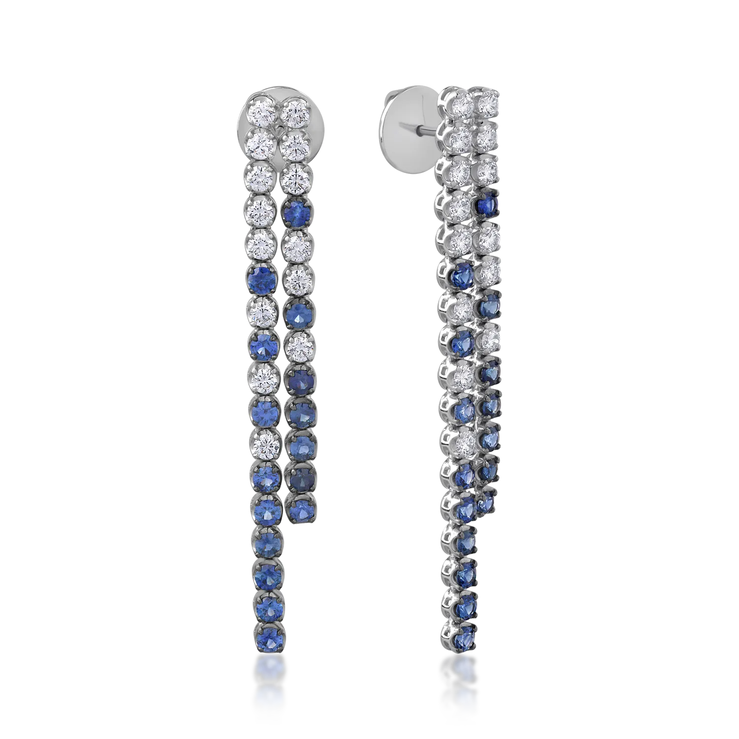 18K white gold earrings with 2.23ct sapphires and 1.4ct diamonds